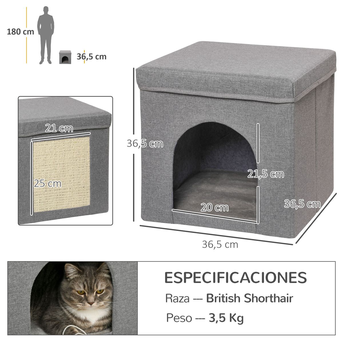 Cama-para-gatos-Loui-PawHut-rascador---cojin-gris-365x365x365-cm-