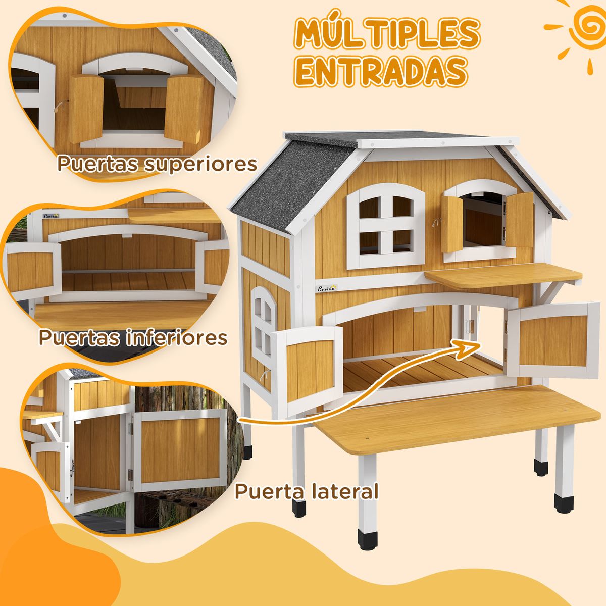 Caseta-para-gatos-Farm-PawHut---1-puerta---4-ventanas-amarillo-93x78x82-cm-