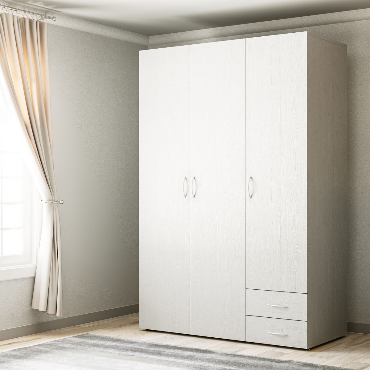 Armario-Seba-3-puertas-con-2-cajones-blanco-177x120x51-cm-ambientada