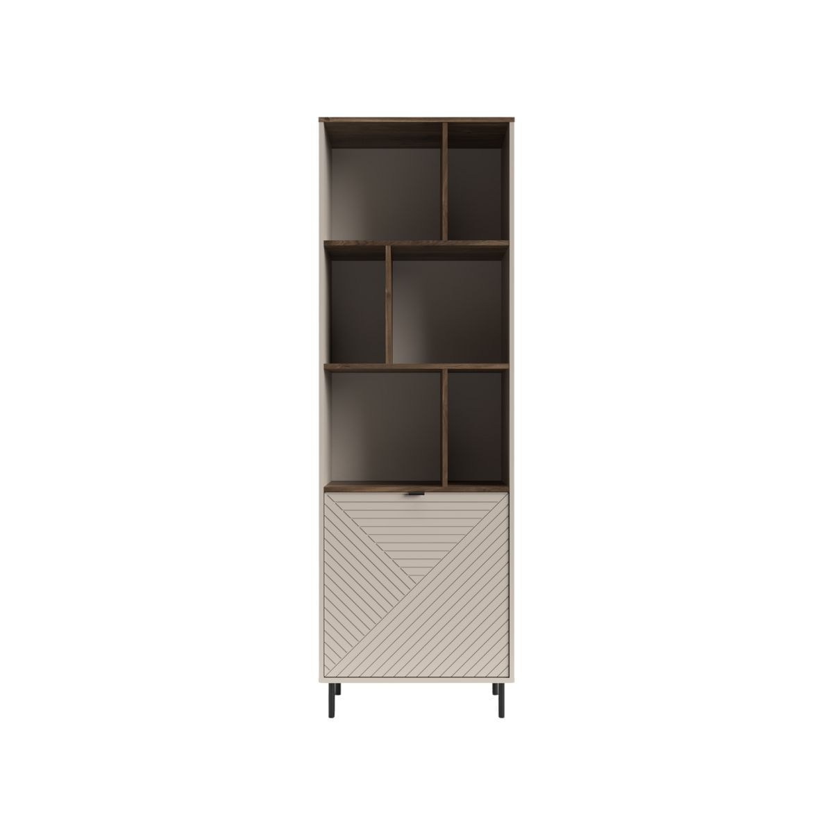 Estanteria-Mirage-con-puerta-y-6-compartimentos-beige-roble-194x63x40-cm-frontal
