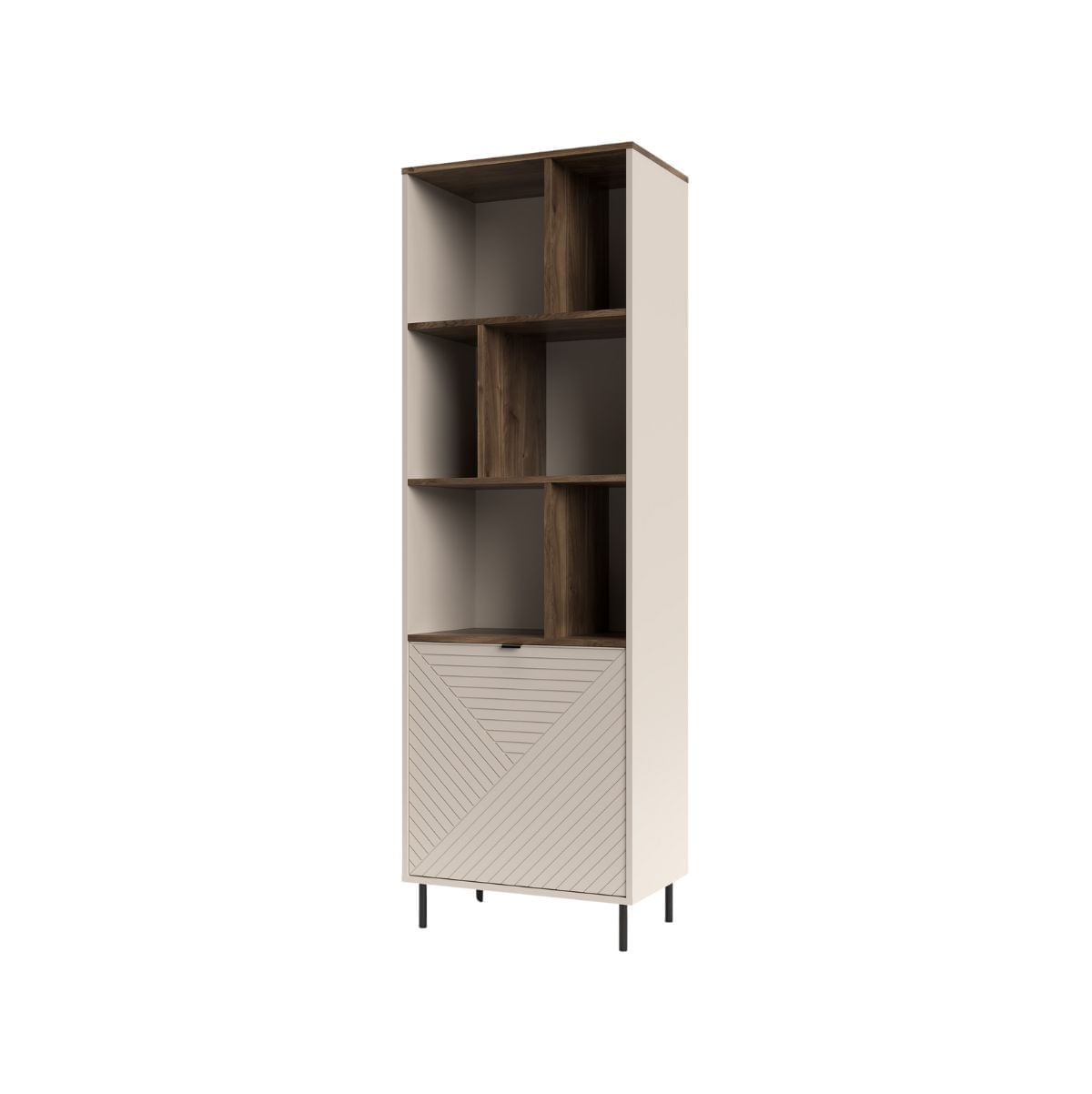 Estanteria-Mirage-con-puerta-y-6-compartimentos-beige-roble-194x63x40-cm-lateral