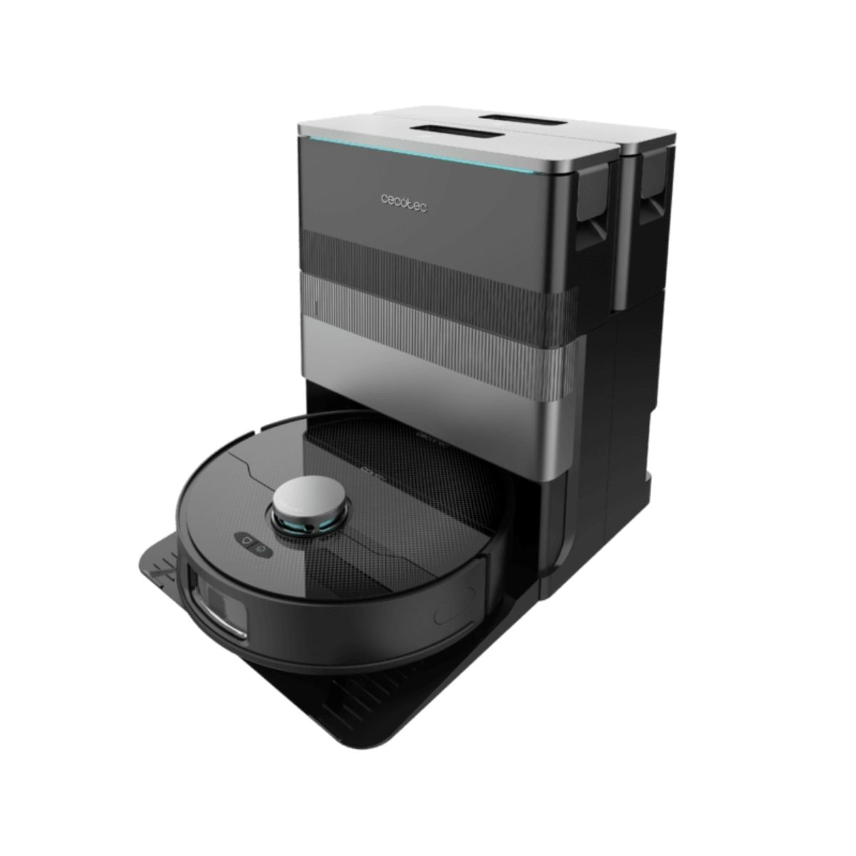 Robot-aspirador-Cecotec-Conga-X70-15000Pa-4-en-1-base-autovaciado-WiFi-negro-fondo-blanco