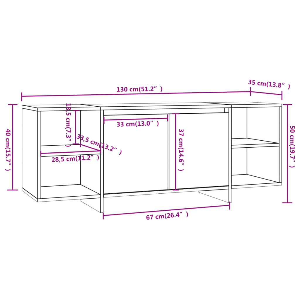 Mueble-TV-Dahl-2-puertas---4-compartimentos-blanco-40x130x35-cm--