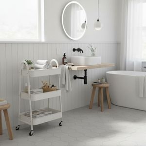 Carrito auxiliar 3 niveles con ruedas + asas 79,5x31,5x44 cm