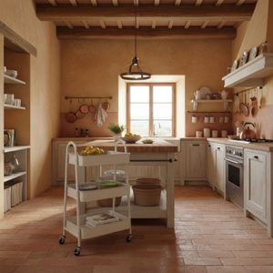 Carrito auxiliar 3 niveles con ruedas + asas 79,5x31,5x44 cm