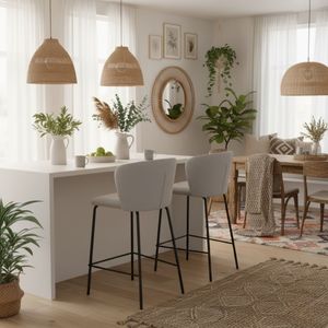 Pack de 2 taburetes Margot con respaldo curvo 93x53x50 cm