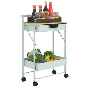 Carrito auxiliar Marcela Homcom 2 niveles blanco 68x45x29,5 cm