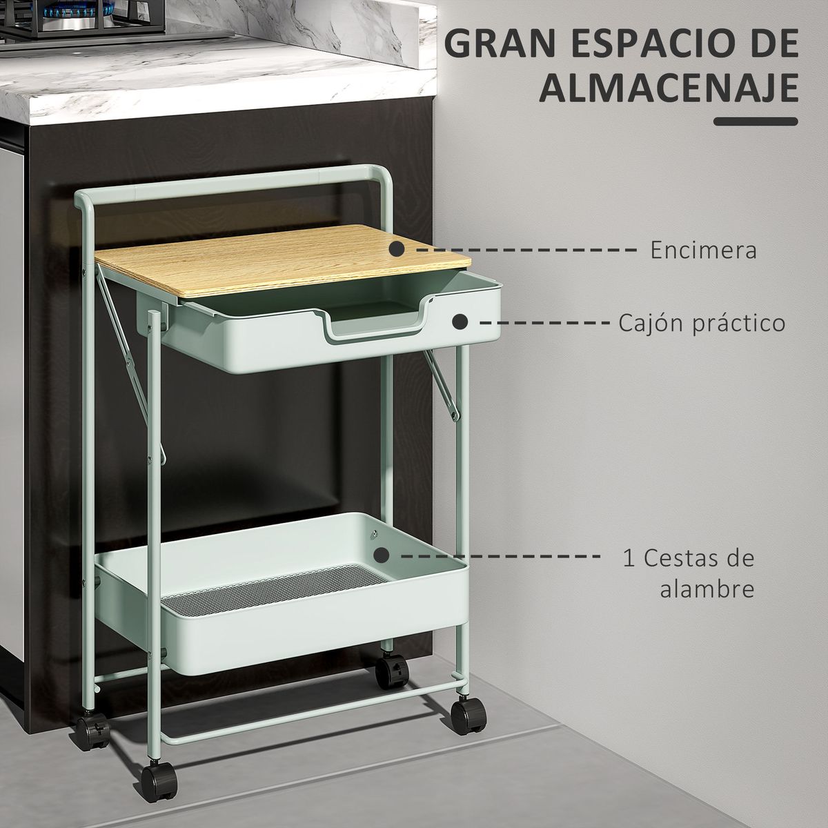 Carrito-auxiliar-Marcela-Homcom-2-niveles-turquesa-68x45x295-cm-