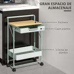 Carrito-auxiliar-Marcela-Homcom-2-niveles-turquesa-68x45x295-cm-
