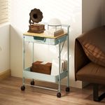 Carrito-auxiliar-Marcela-Homcom-2-niveles-turquesa-68x45x295-cm-