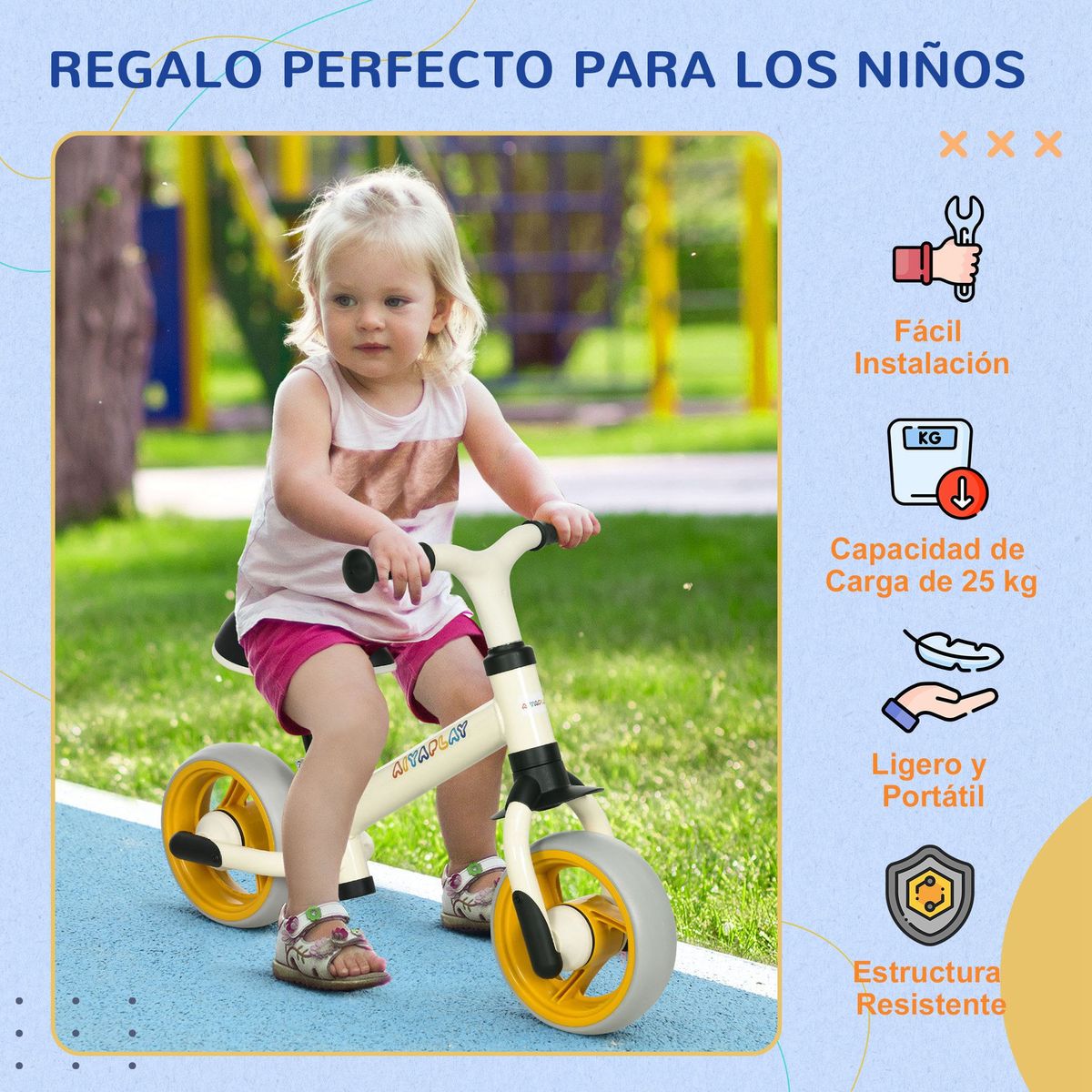 Bicicleta-sin-pedales-Daisy-Aiyaplay--18M-altura-ajustable-blanco-naranja-47x665x34-cm-