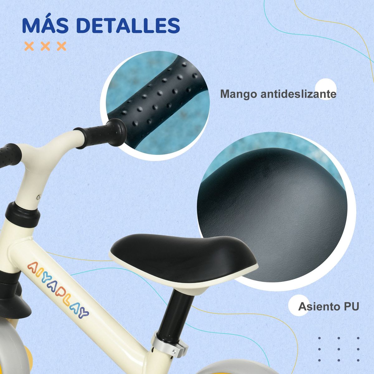Bicicleta-sin-pedales-Daisy-Aiyaplay--18M-altura-ajustable-blanco-naranja-47x665x34-cm-