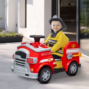Coche eléctrico infantil Camión de bomberos Aiyaplay 12V +3A sirena + accesorios rojo 52x86x49 cm
