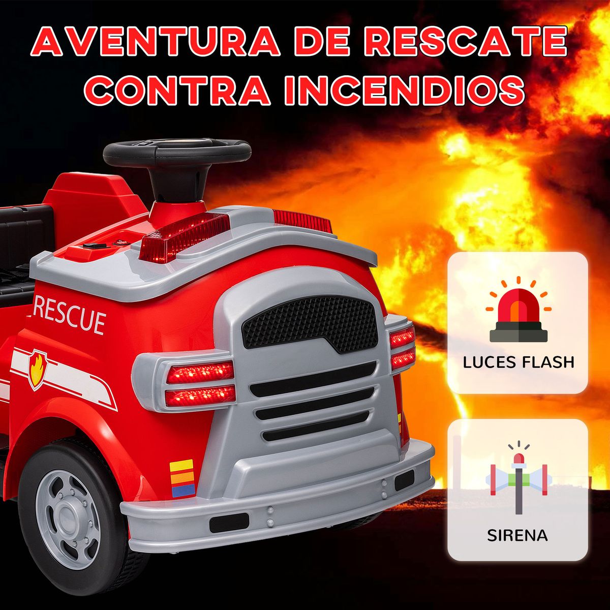 Coche-electrico-infantil-Camion-de-bomberos-Aiyaplay-12V--3A-sirena---accesorios-rojo-52x86x49-cm-