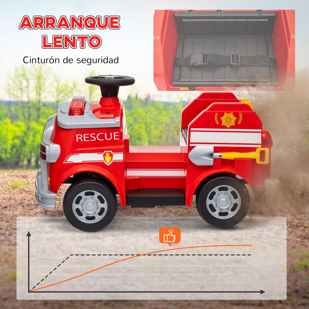Coche-electrico-infantil-Camion-de-bomberos-Aiyaplay-12V--3A-sirena---accesorios-rojo-52x86x49-cm-