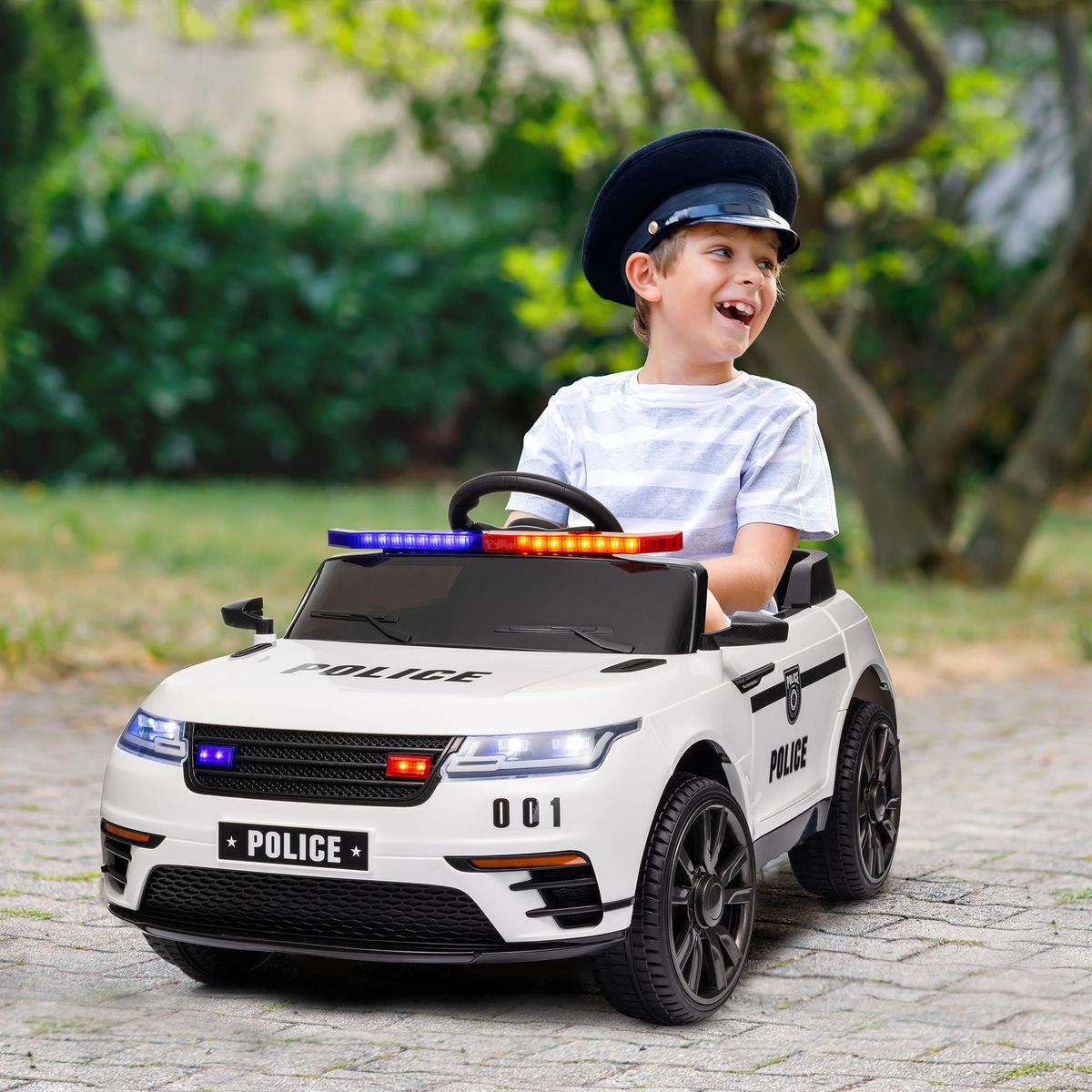 Coche-electrico-infantil-Coche-de-policia-Aiyaplay-12V--3A-blanco-50x66x112-cm-
