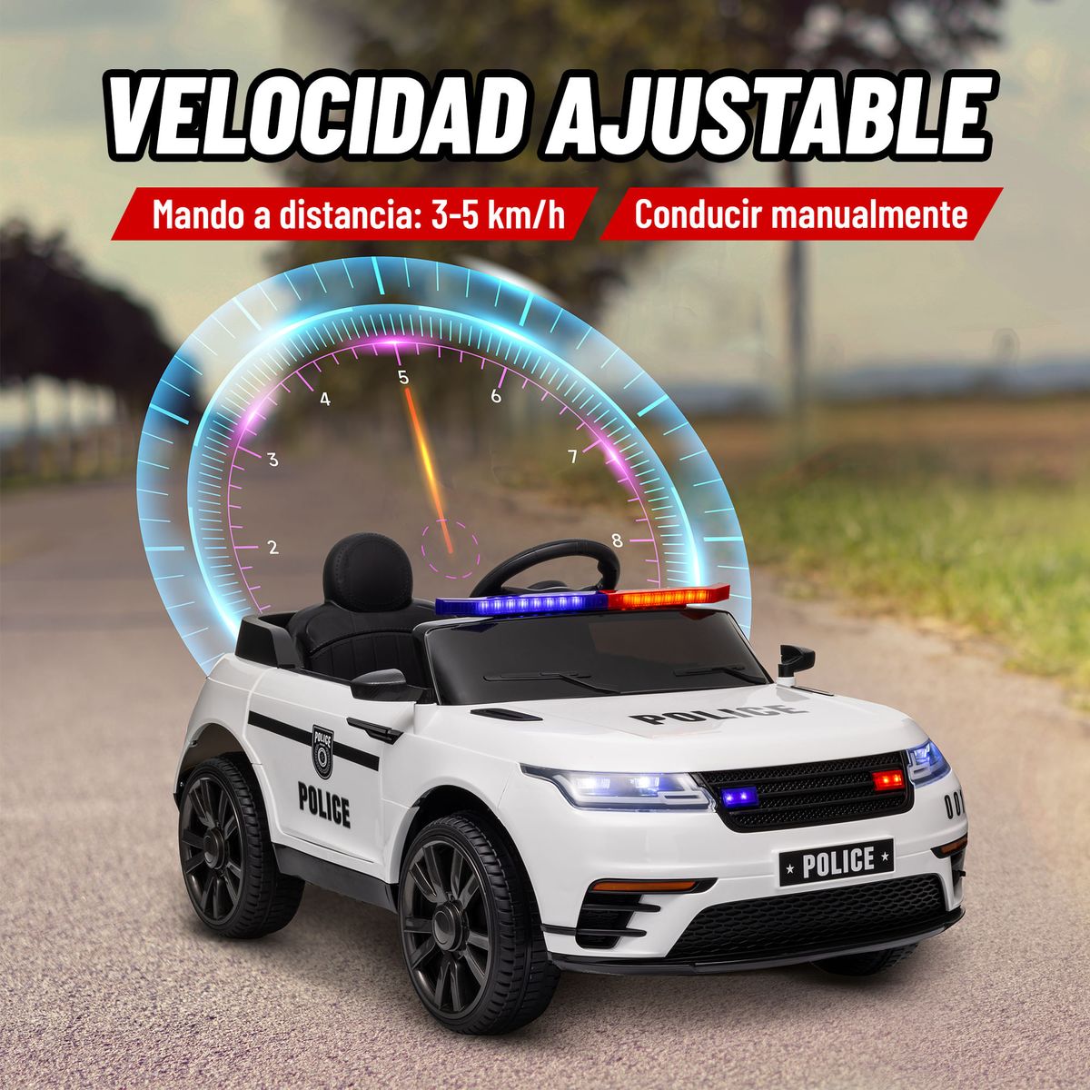 Coche-electrico-infantil-Coche-de-policia-Aiyaplay-12V--3A-blanco-50x66x112-cm-
