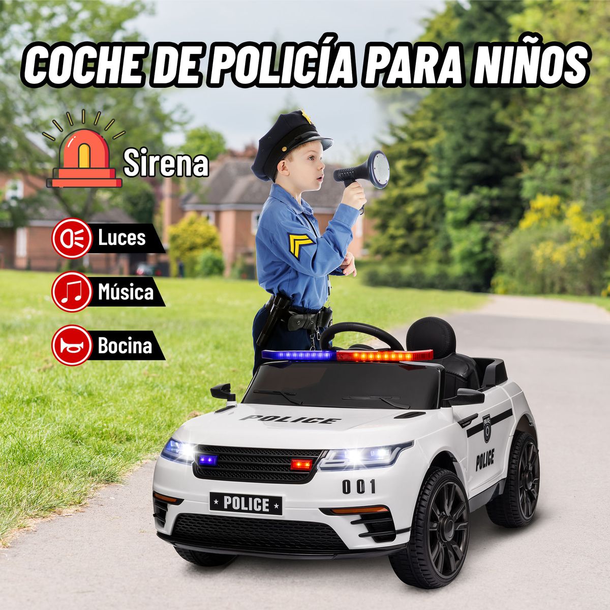 Coche-electrico-infantil-Coche-de-policia-Aiyaplay-12V--3A-blanco-50x66x112-cm-