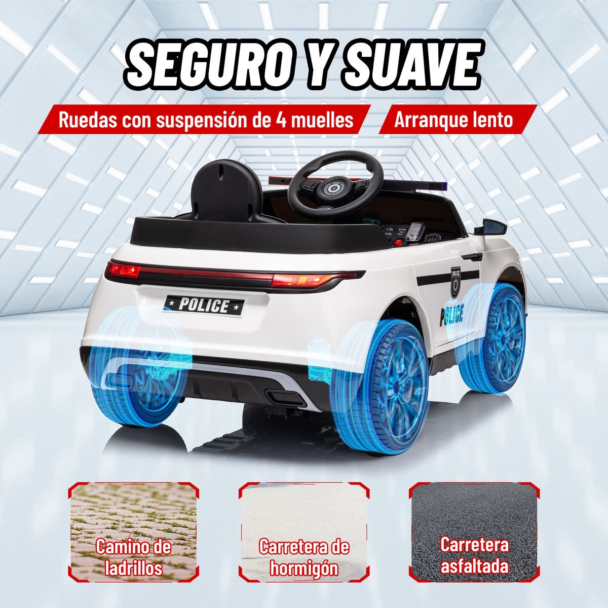 Coche-electrico-infantil-Coche-de-policia-Aiyaplay-12V--3A-blanco-50x66x112-cm-