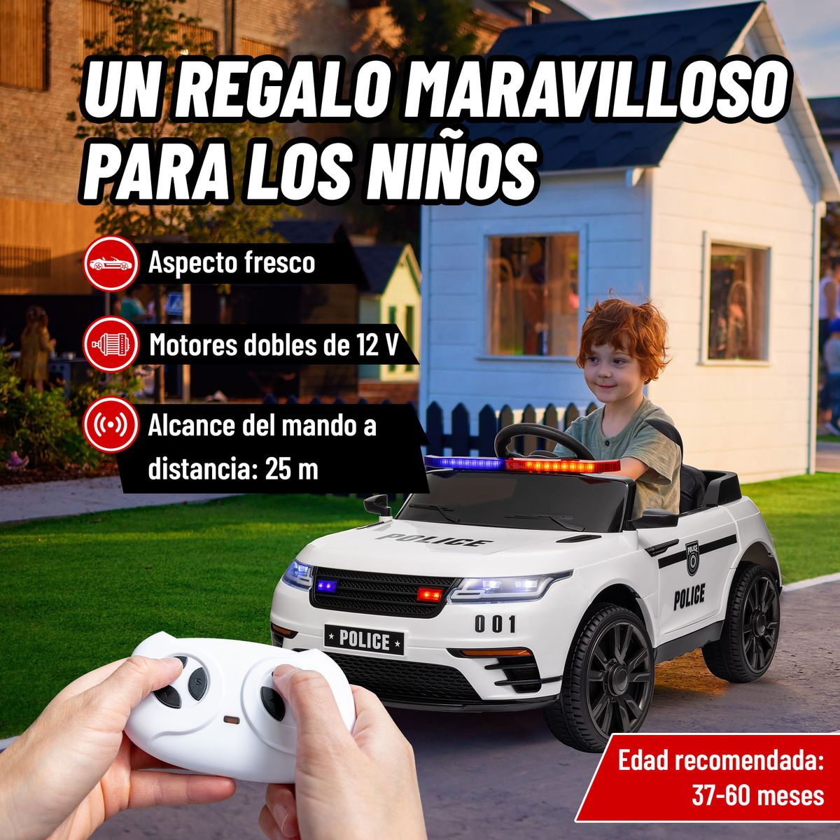 Coche-electrico-infantil-Coche-de-policia-Aiyaplay-12V--3A-blanco-50x66x112-cm-