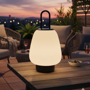 Lámpara de mesa Nora Vinthera exterior inalámbrica blanco/negro 31x15 cm