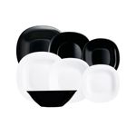 Vajilla-Carine-N-B-Luminarc-19-piezas-6-servicios-vidrio-opal-blanco-negro-fondo-blanco