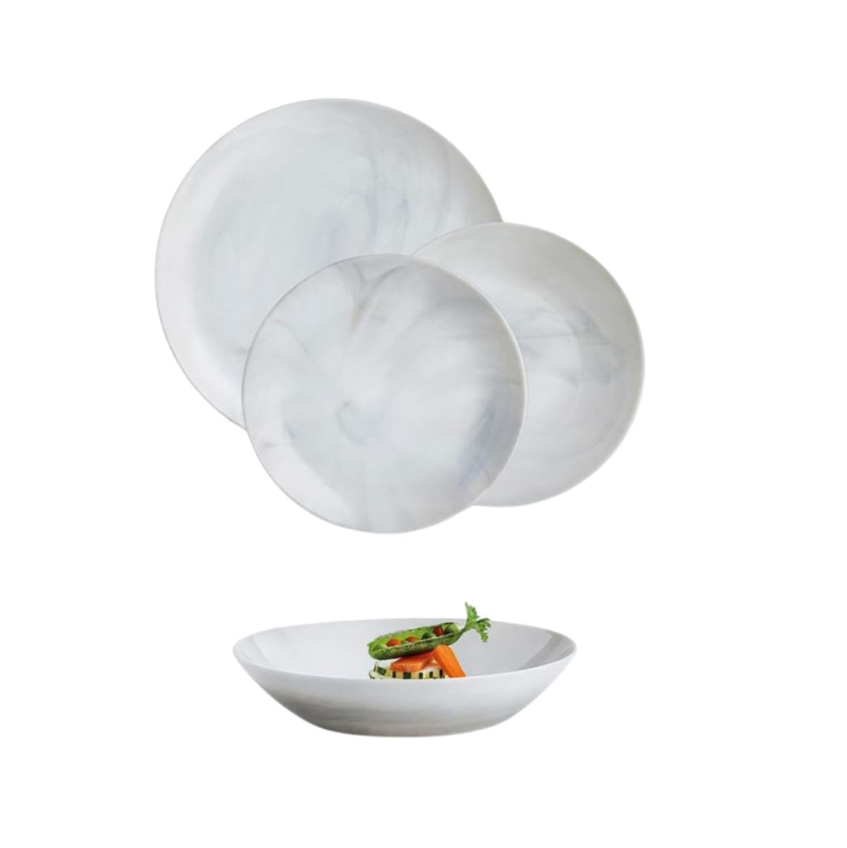 Vajilla-Diwali-Grant-Marb-Luminarc-18-piezas-6-servicios-vidrio-opal-gris-fondo-blanco