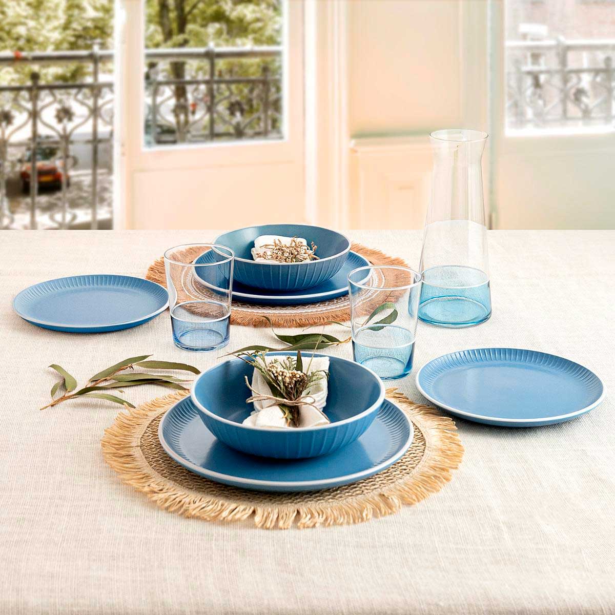 Vajilla-Moana-Bidasoa-12-piezas-4-servicios-borde-pintado-azul