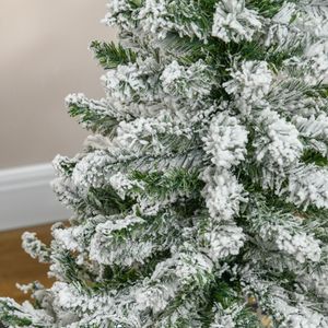 Árbol de Navidad Homcom 200 ramas efecto nevado verde/blanco Ø70x120 cm