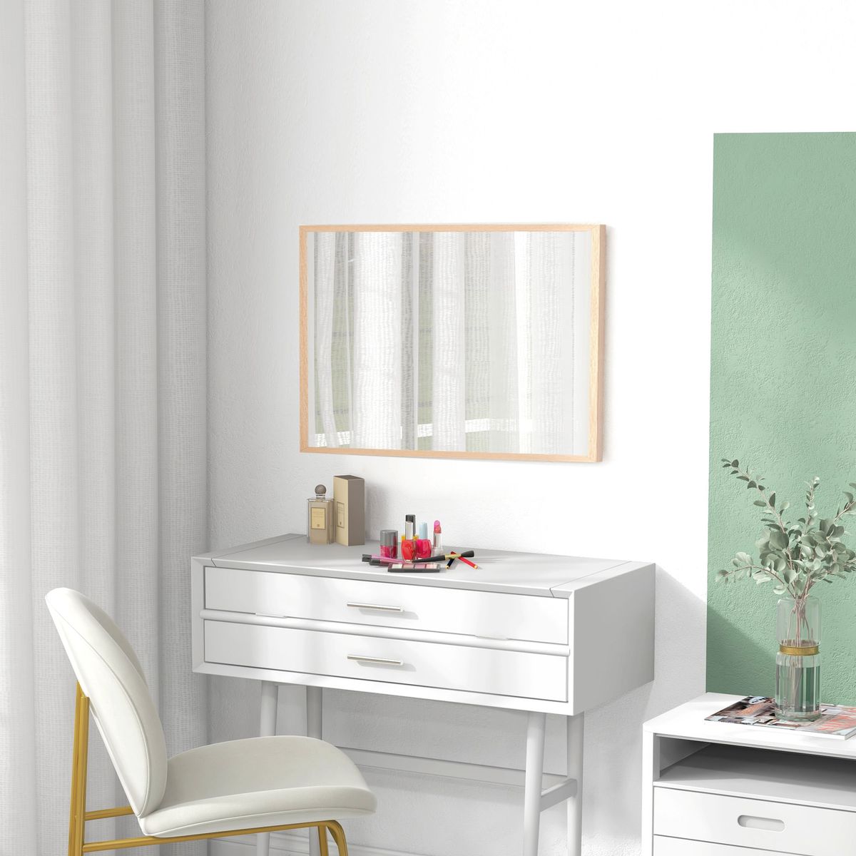 Espejo-de-pared-Malva-Homcom-con-marco-natural-70x50x2-cm-ambientada-horizontal
