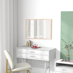 Espejo de pared Malva Homcom con marco natural 70x50x2 cm