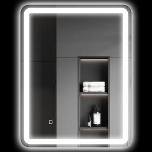 Espejo de pared Olhia Homcom función antivaho con luz LED gris 80x60x4 cm