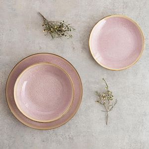 Vajilla Lanai Bidasoa 12 piezas 4 servicios porcelana rosa