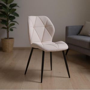 Silla de comedor Lazio con respaldo alto beige 85,5x48x56,5 cm