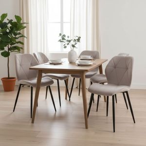 Silla de comedor Lazio con respaldo alto beige 85,5x48x56,5 cm