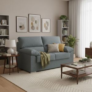 Sofá 2 plazas Málaga tapizado tela nevada 100x140x85 cm