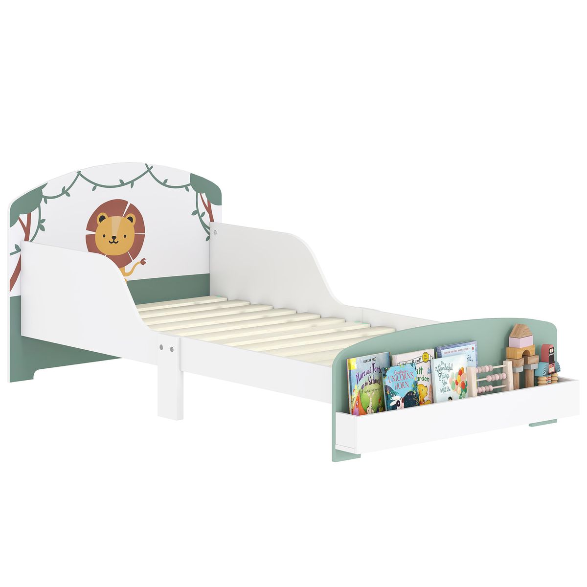Cama-infantil-Play-Aiyaplay-anticaidas---estante-blanco-verde-60x150-cm-