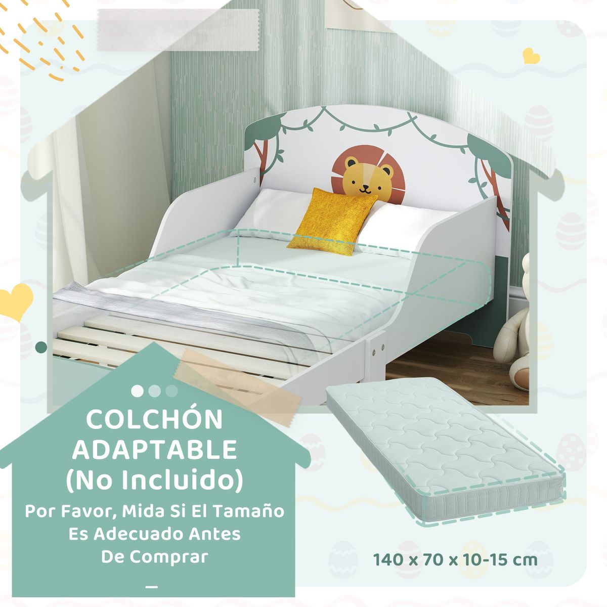 Cama-infantil-Play-Aiyaplay-anticaidas---estante-blanco-verde-60x150-cm-