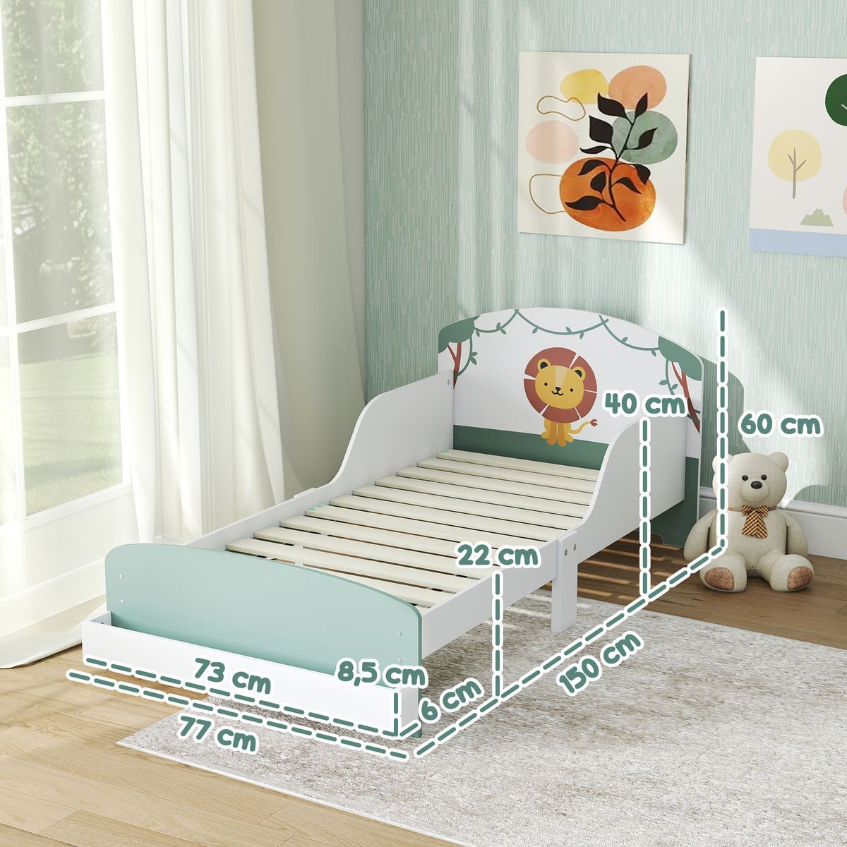Cama-infantil-Play-Aiyaplay-anticaidas---estante-blanco-verde-60x150-cm-