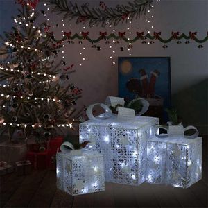 Decoración navideña 3 cajas de regalo 60 LED 8 modos