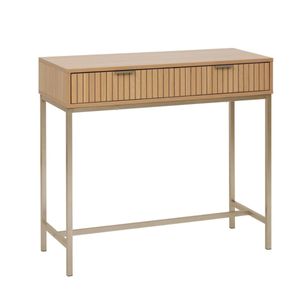 Consola Tasso 2 cajones natural/dorado 80,5x90x35 cm