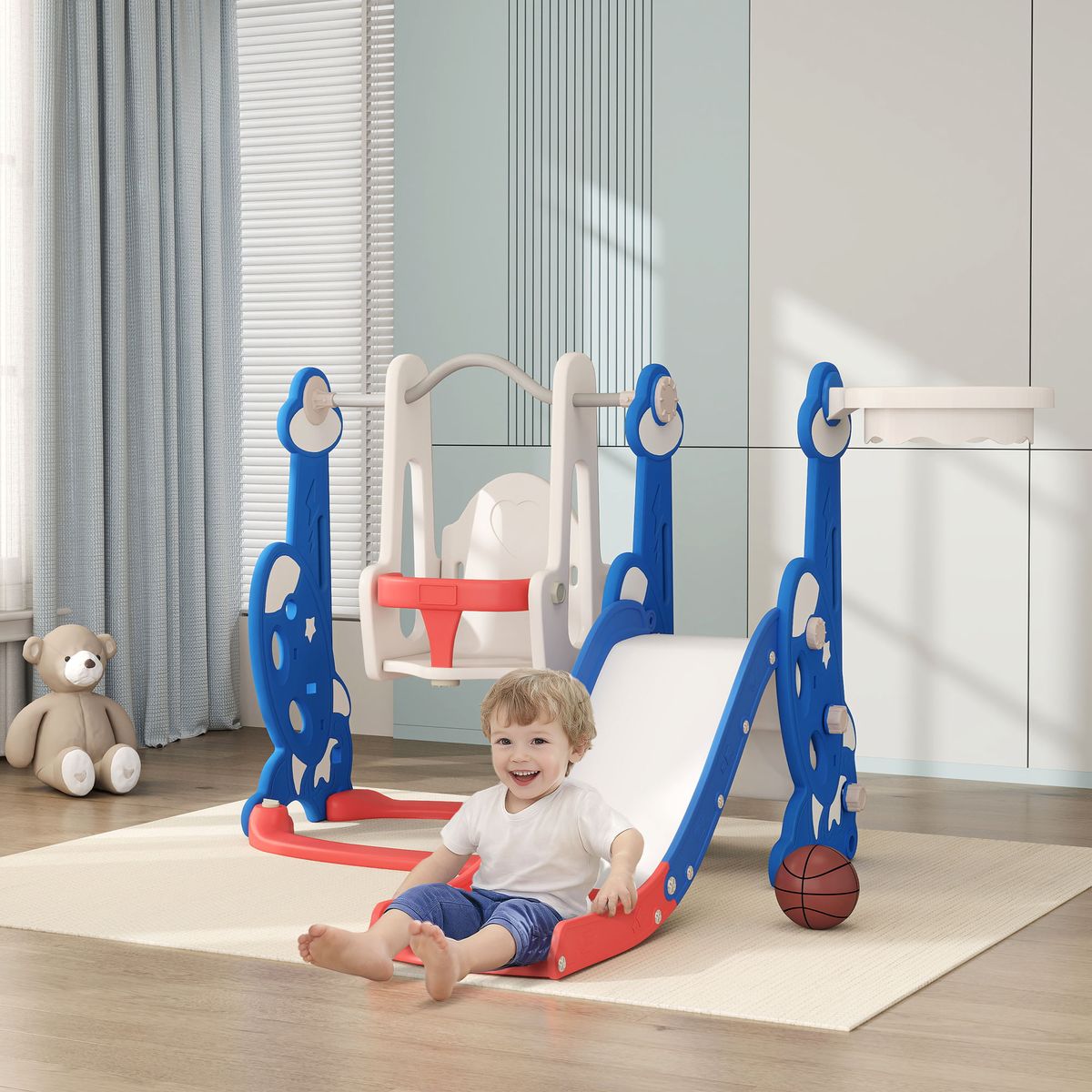 Parque-infantil-Rocket-Aiyaplay-4-en-1-columpio---tobogan---canasta-rojo-azul-107x1475x160-cm-