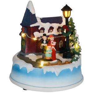 Decoración navideña Coro Homcom luces LED + giratorio multicolor 15x13 cm