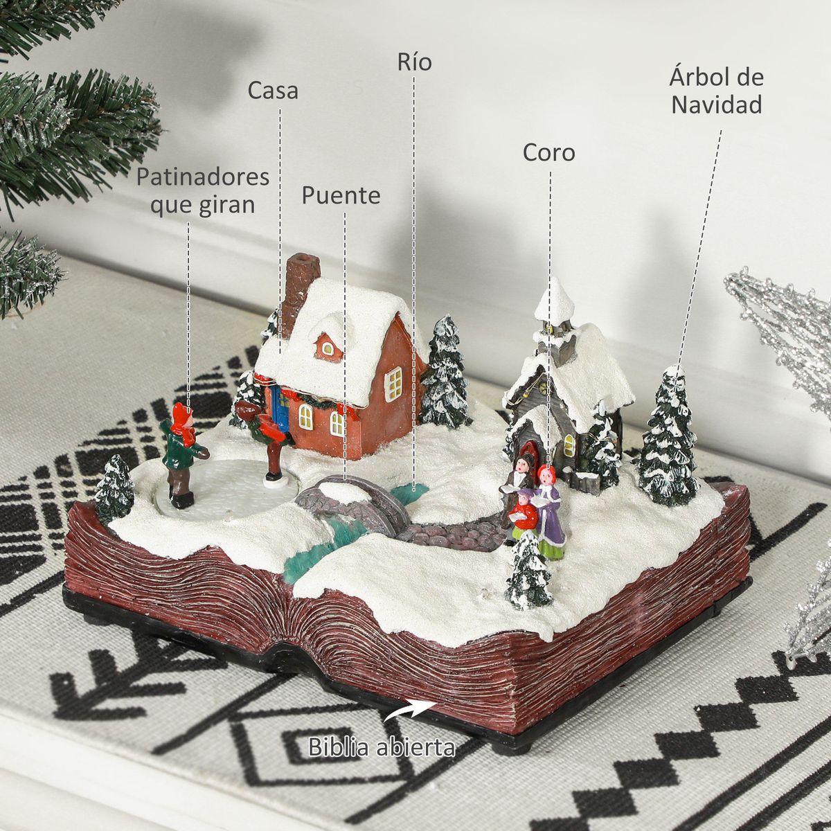 Decoracion-navideña-Pueblo-Homcom-luces-LED-multicolor-15x23x18-cm-