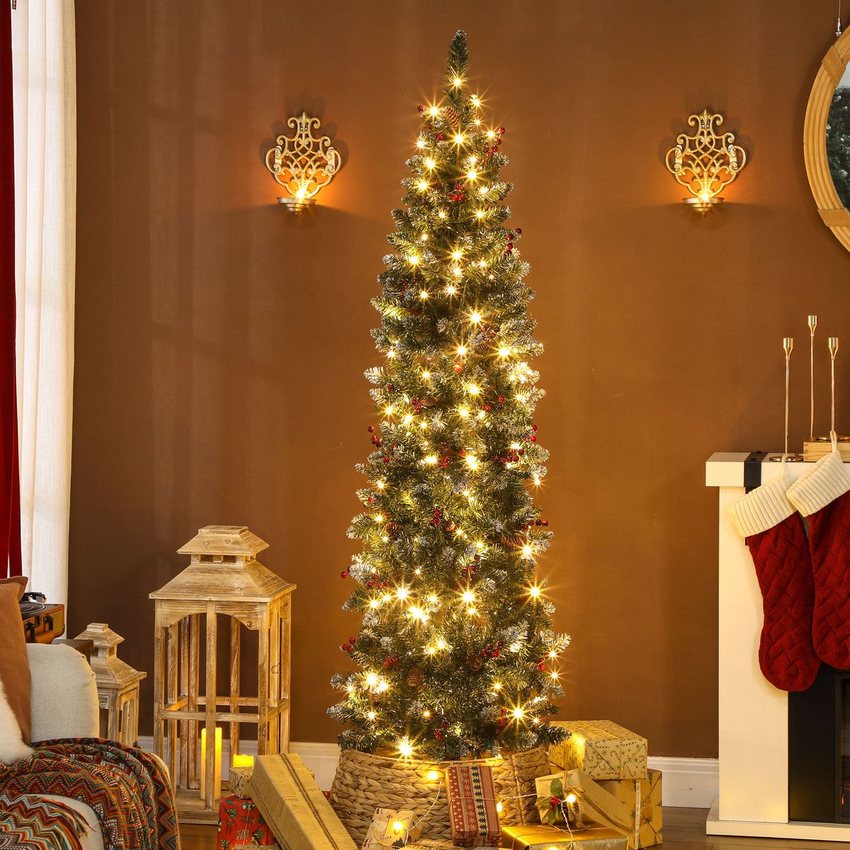Arbol-de-Navidad-Homcom-con-luces-LED-7-modos-de-iluminacion-verde-ambientada