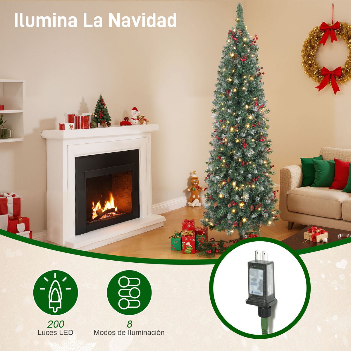 Arbol-de-Navidad-Homcom-con-luces-LED-7-modos-de-iluminacion-verde-