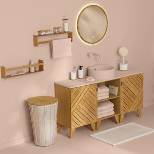 Espejo de pared diseño redondo táctil con luz LED natural Ø57 cm