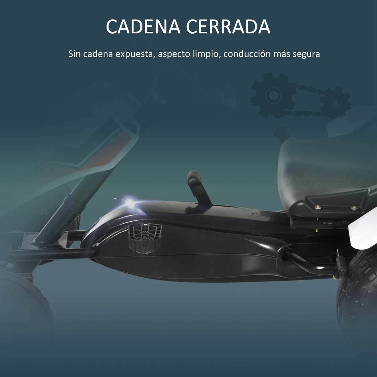 Kart-infantil-a-pedales-Homcom-asiento-ajustable--3A-blanco-negro-57x104x66-cm-