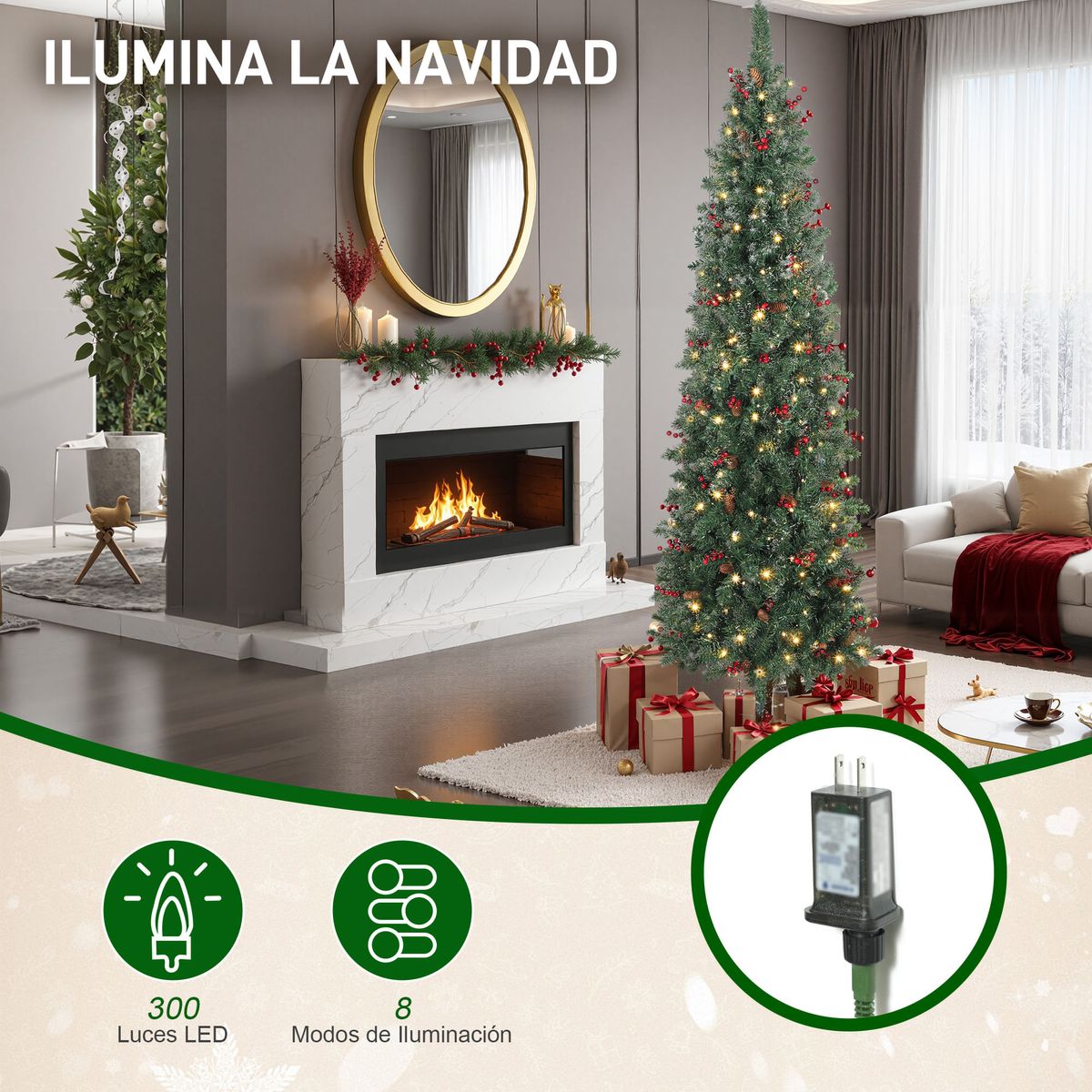 Arbol-de-Navidad-Homcom-656-ramas-con-300-luces