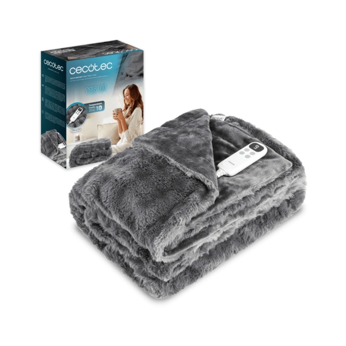 Manta-electrica-Cecotec-HeatConfort-Noa-Faux-Fur-con-caja